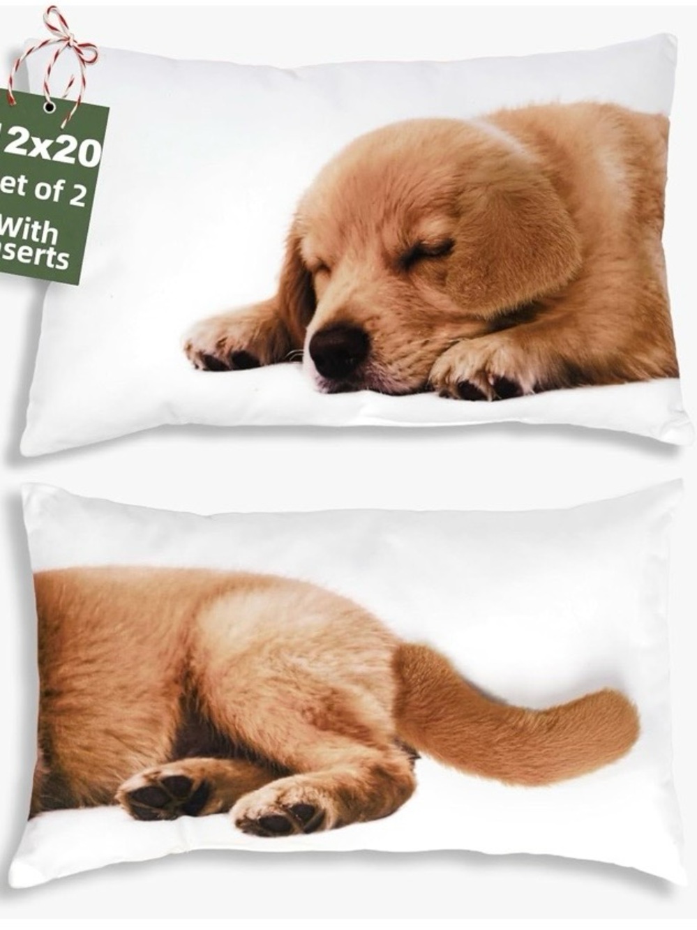 Golden Brown Puppy Print Pillowcase Set - Soft Bedding Pair